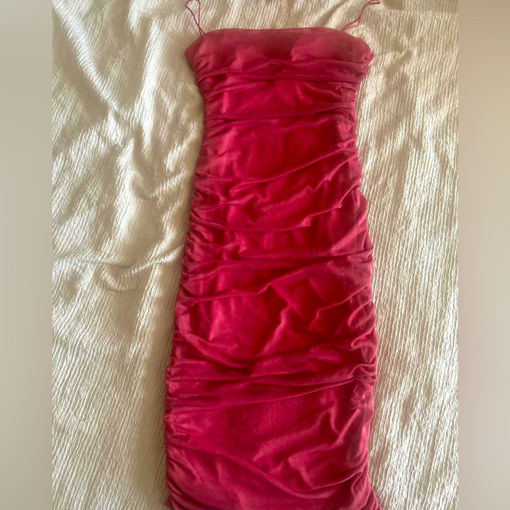 Windsor Strapless Ruched Red Dress